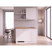 MINIKÜCHE IP 1200 121,6 cm  in Weiß, Eichefarben  - Edelstahlfarben/Eichefarben, Basics, Holzwerkstoff/Metall (121,6cm) - Impuls