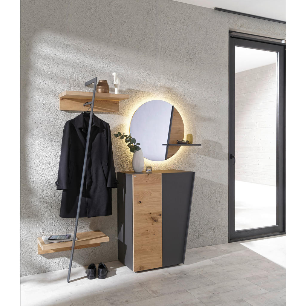 Thumbnail - Voglauer Schuhschrank, Graphit, Wildeiche, Holz, Wildeiche, furniert, massiv, 3 Fächer, 71.8x98x44.3 cm, Goldenes M, Mad...