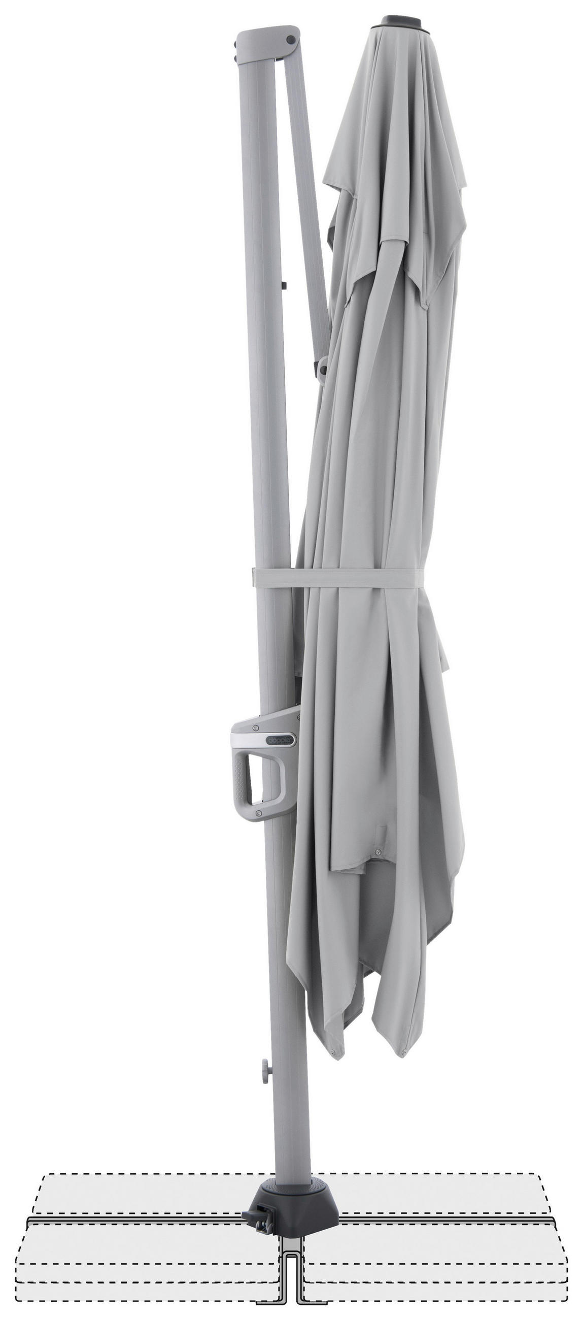 AMPELSCHIRM 350x260 cm Hellgrau  - Silberfarben/Hellgrau, Basics, Textil/Metall (350/260cm) - Doppler