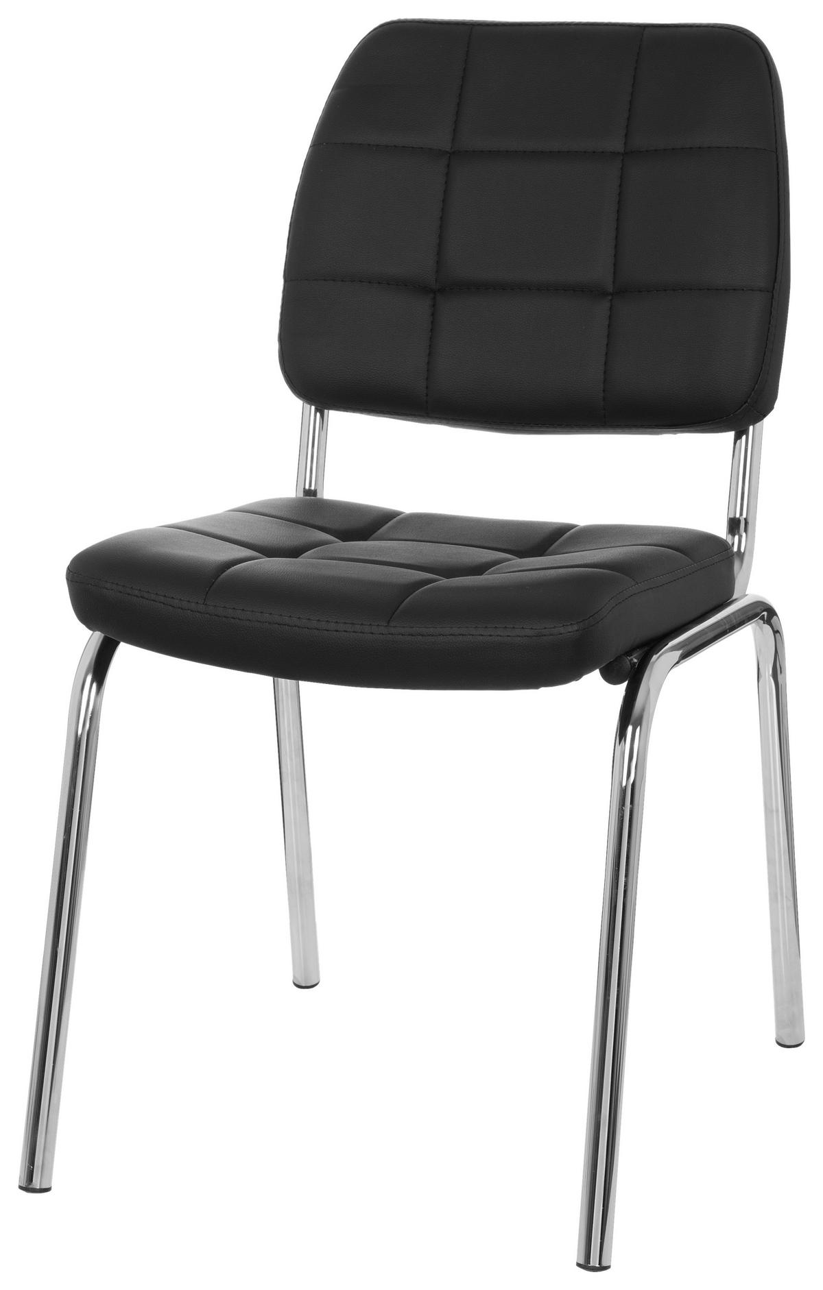 BESUCHERSTUHL  in Lederlook Schwarz  - Chromfarben/Schwarz, MODERN, Textil/Metall (46/87/50cm) - MID.YOU