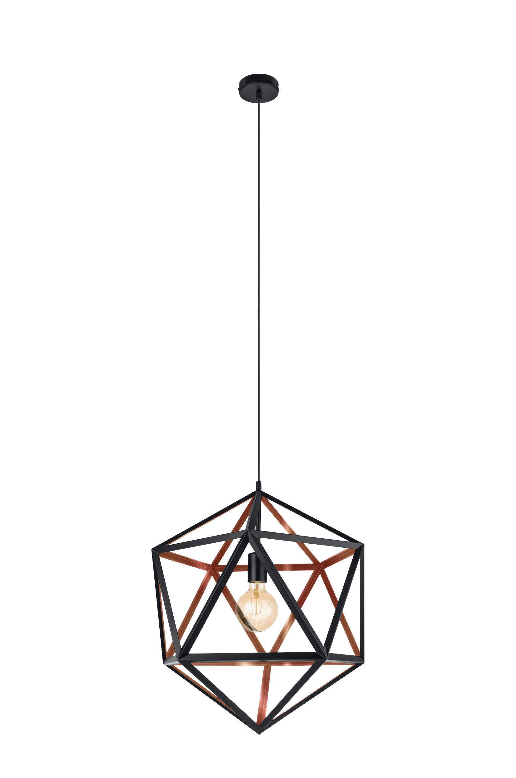 HÄNGELEUCHTE Embleton 1 46/150 cm   - Schwarz/Kupferfarben, Design, Metall (46/150cm) - Eglo