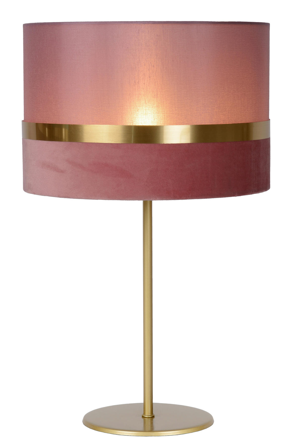TISCHLEUCHTE - Pink/Goldfarben, Design, Textil/Metall (30/30/50cm) - Lucide