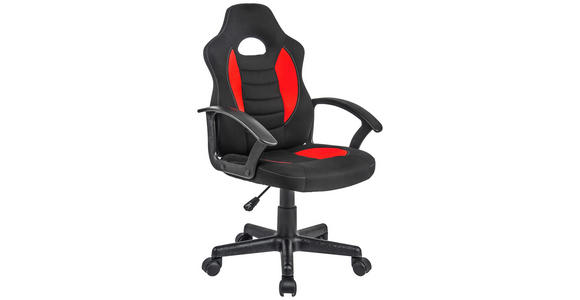 JUGENDDREHSTUHL in Webstoff Rot, Schwarz - Rot/Schwarz, KONVENTIONELL, Kunststoff/Textil (54/88 (98)/59cm) - Cantus