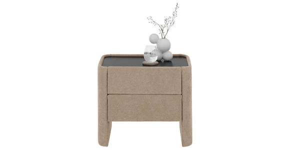 NACHTSCHRANK 57/49/41 cm - Beige/Schwarz, Design, Glas/Textil (57/49/41cm) - Johann Jakob