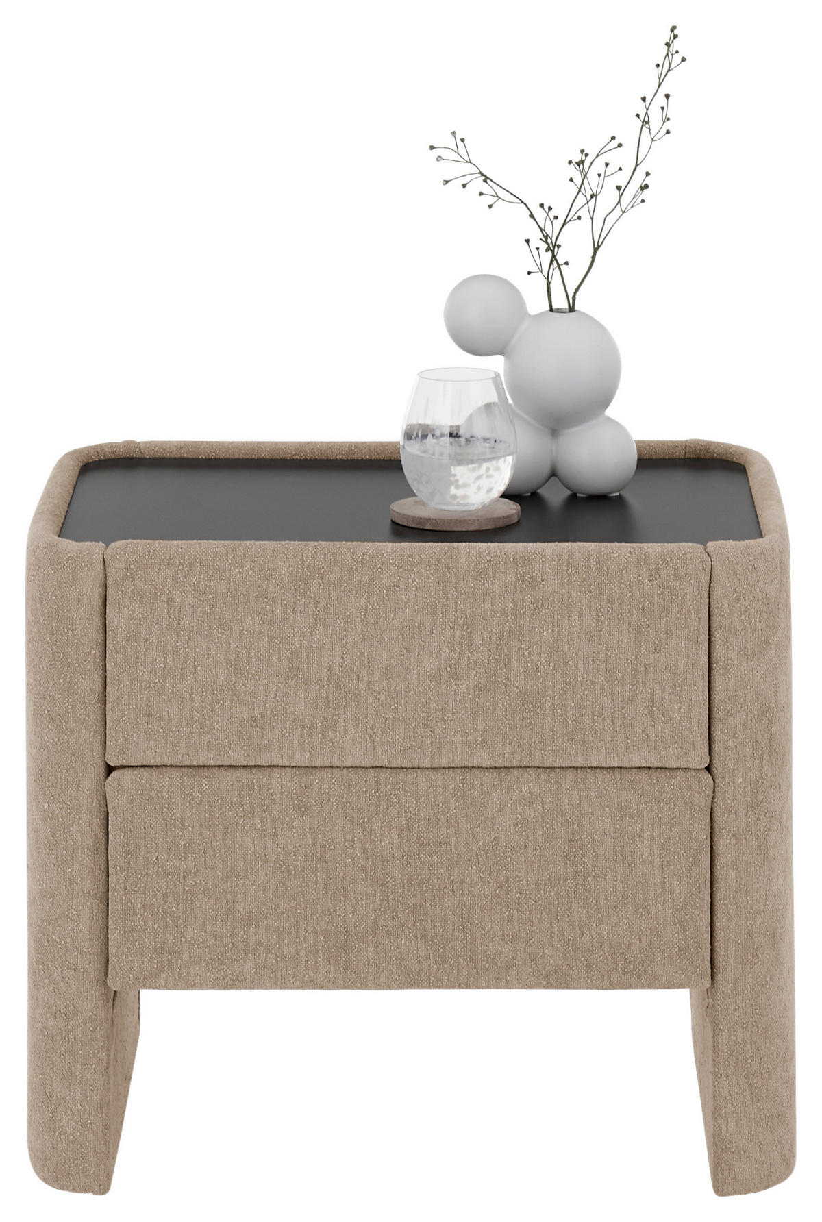 NACHTKÄSTCHEN 57/49/41 cm  in Schwarz, Beige  - Beige/Schwarz, Design, Glas/Textil (57/49/41cm) - Johann Jakob