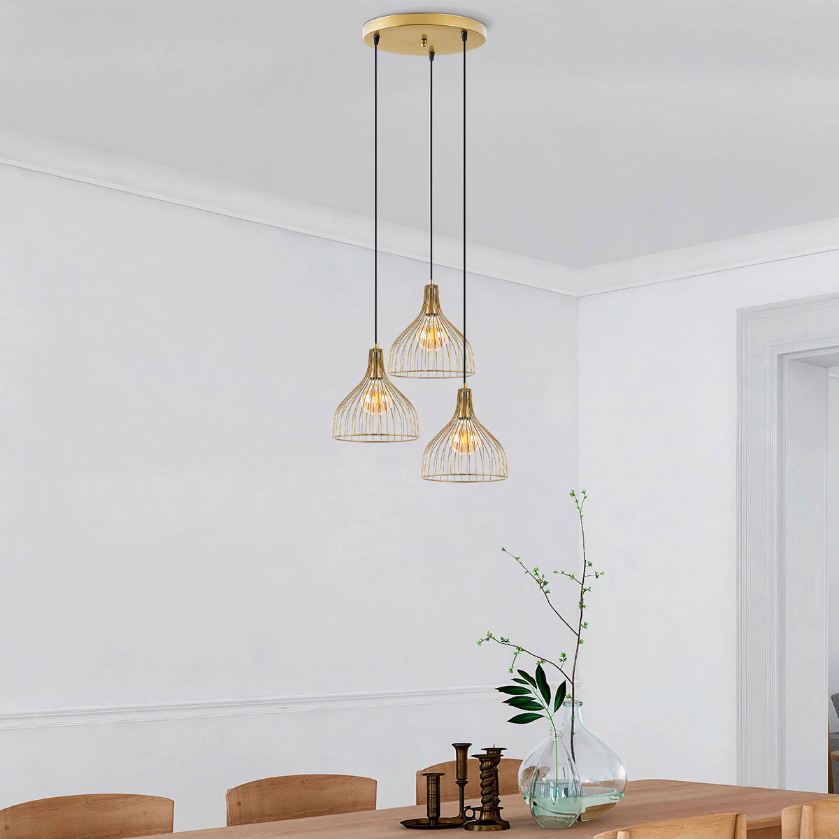 HÄNGELEUCHTE 49/121 cm   - Goldfarben, Design, Metall (49/121cm) - P & B