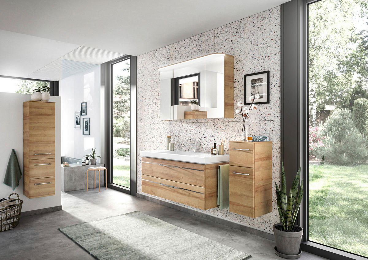 BADEZIMMER 5-teilig  in 183 cm  - Chromfarben/Eichefarben, KONVENTIONELL, Glas/Holzwerkstoff (183cm) - Pelipal