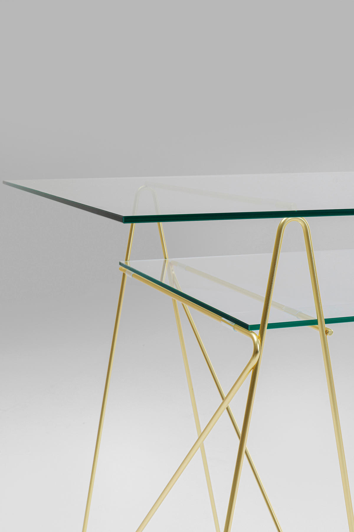 SCHREIBTISCH 135/65/74 cm  in  - Messingfarben, LIFESTYLE, Glas/Metall (135/65/74cm) - Kare-Design