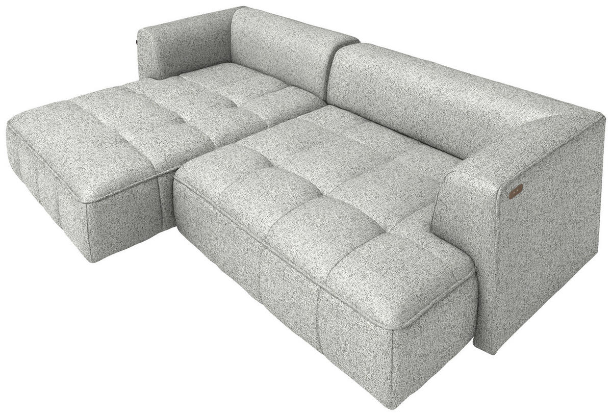 ECKSOFA Webstoff Silberfarben  - Silberfarben/Schwarz, Design, Kunststoff/Textil (288/188cm) - Welnova