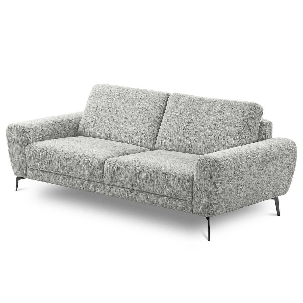 3-SITZER-SOFA Webstoff Grau  - Schwarz/Grau, Design, Textil/Metall (187/85/92cm) - Livetastic
