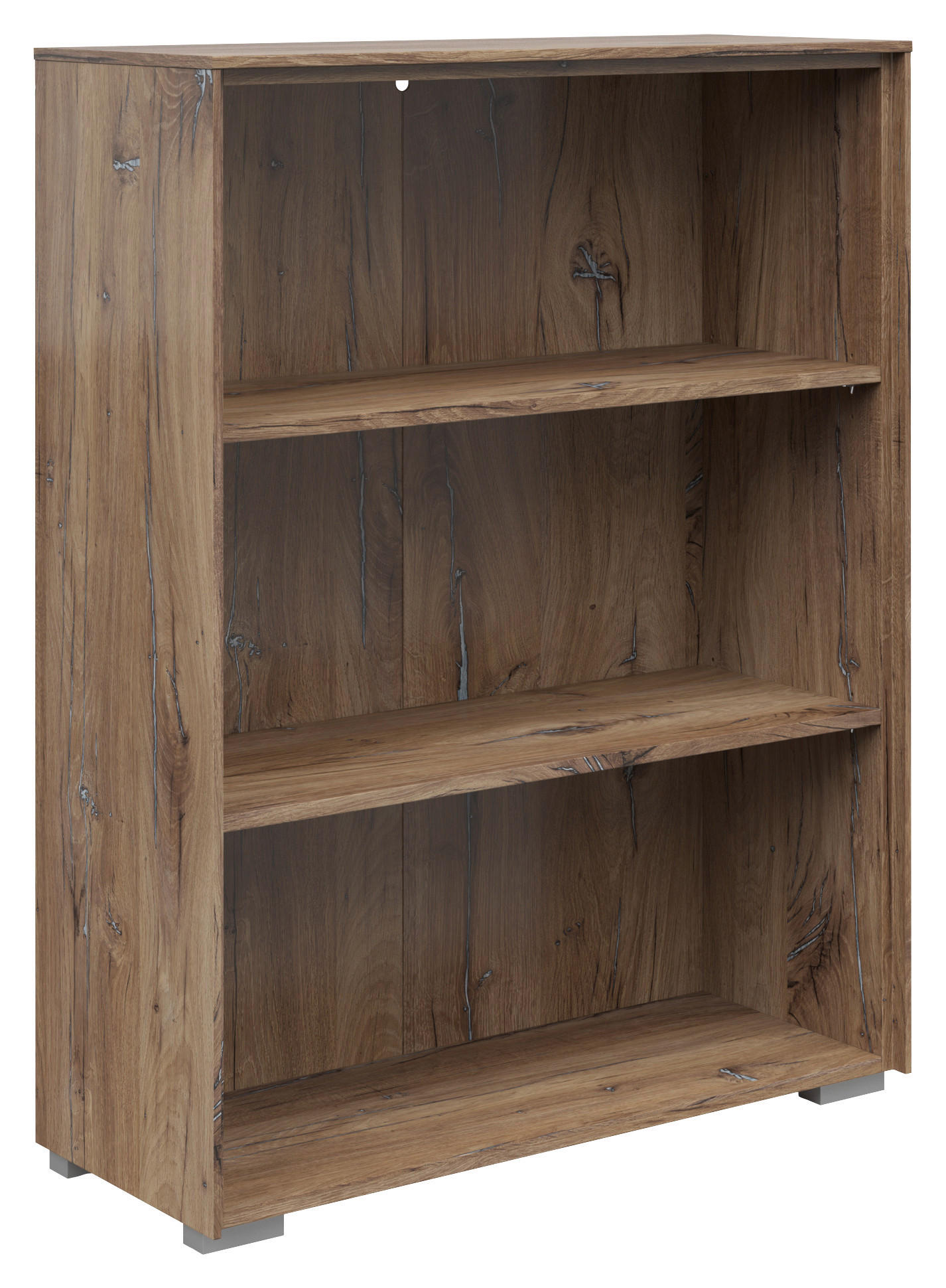 AKTENREGAL Eiche dunkel - Eiche dunkel/Silberfarben, KONVENTIONELL, Holzwerkstoff/Kunststoff (81/110/37cm) - Voleo