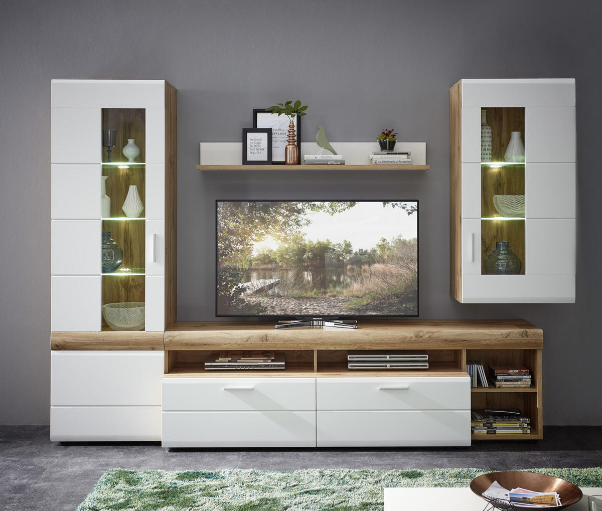 KOMMODE Lyon Weiss, Eichefarben  160/87/44 cm  - Weiss/Eichefarben, Konventionell, Holzwerkstoff/Kunststoff (160/87/44cm) - Xora