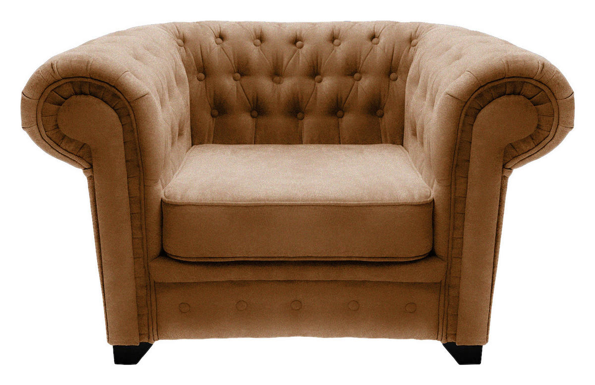 KRESLO CHESTERFIELD, textil, kompozitné drevo, koňaková - čierna/koňaková, Konventionell, drevo/kompozitné drevo (91/72/92cm) - Livetastic