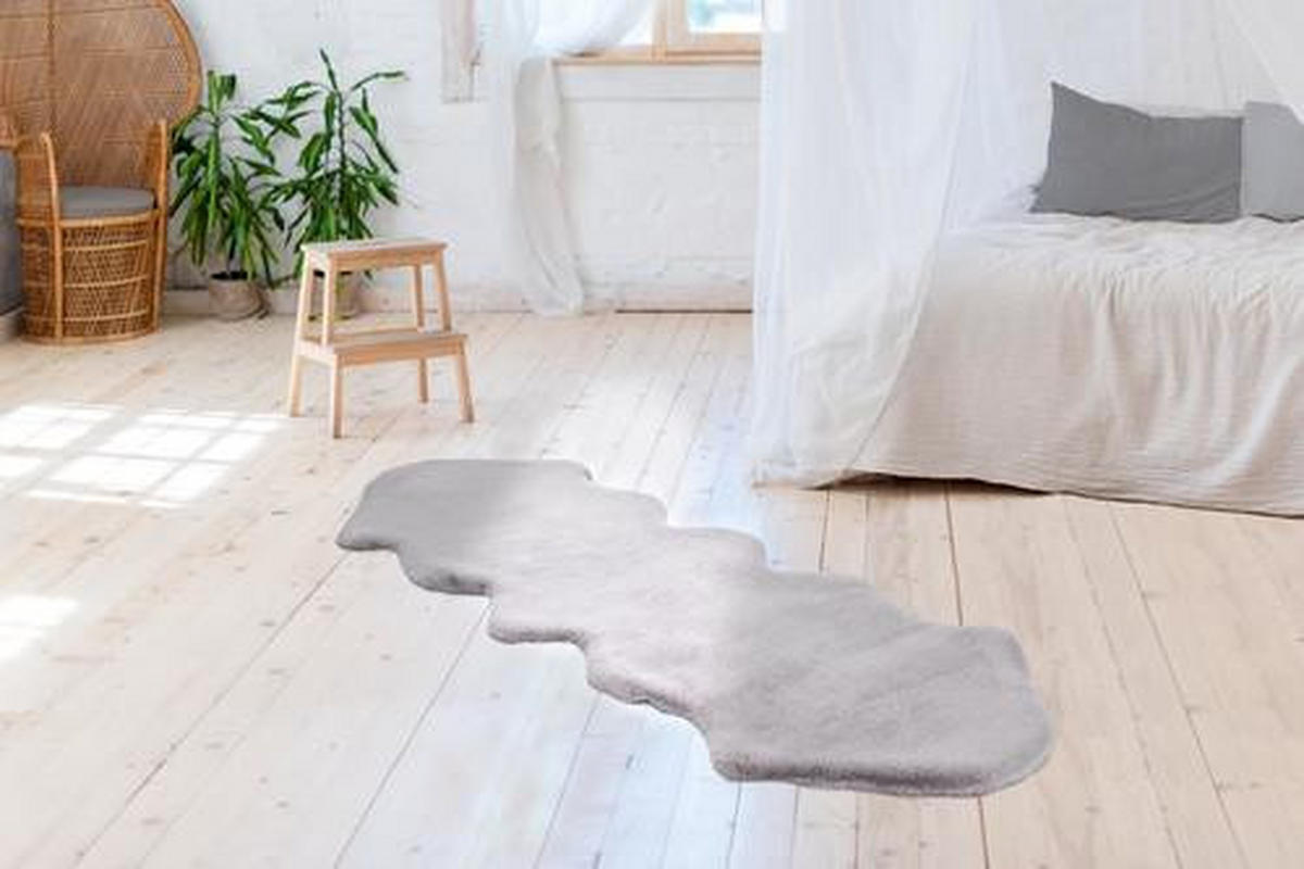 UMĚLÁ KOŽEŠINA, 60/180 cm, modrá, šedá - šedá/modrá, Trend, textil (60/180cm)
