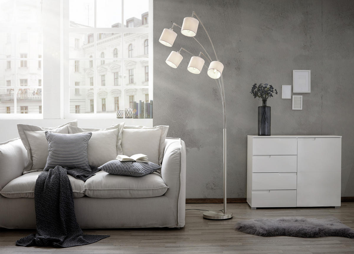 BÖJD LAMPA TOMMY 12/200 cm    - vit/nickelfärgad, Basics, metall/textil (12/200cm)
