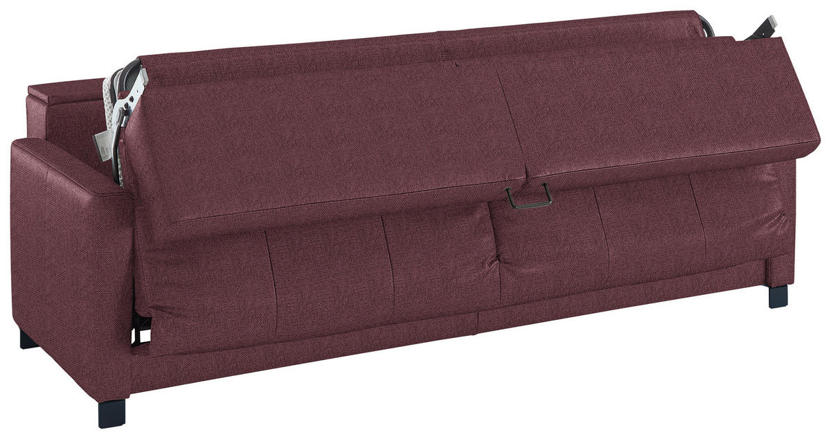 SCHLAFSOFA  in Flachgewebe Weinrot  - Weinrot/Schwarz, KONVENTIONELL, Textil/Metall (232/77/116cm) - Dieter Knoll