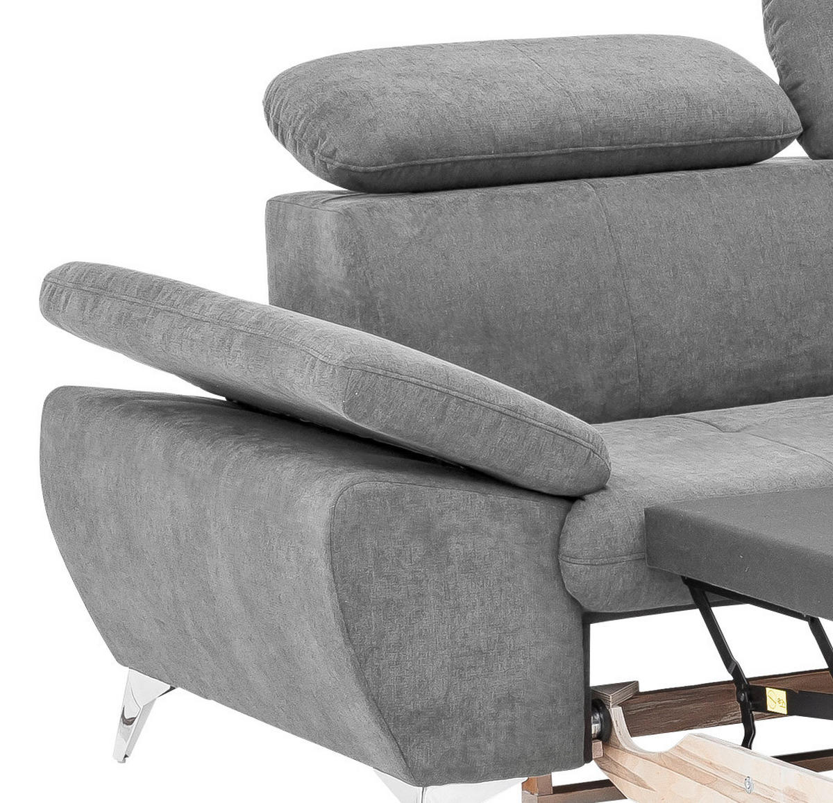 ECKSOFA in Mikrofaser Hellgrau  - Chromfarben/Hellgrau, Konventionell, Textil/Metall (256/209cm) - Livetastic