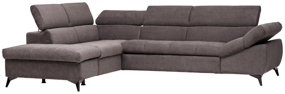 ECKSOFA in Mikrofaser Graubraun  - Graubraun/Schwarz, Design, Kunststoff/Textil (210/279cm) - Livetastic