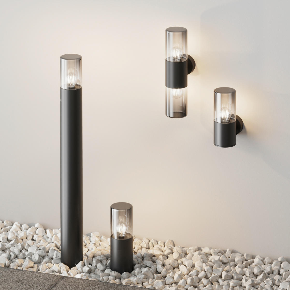 WEGELEUCHTE Outdoor 8/25 cm  - Dunkelgrau, Design, Glas/Metall (8/25cm) - MAYTONI