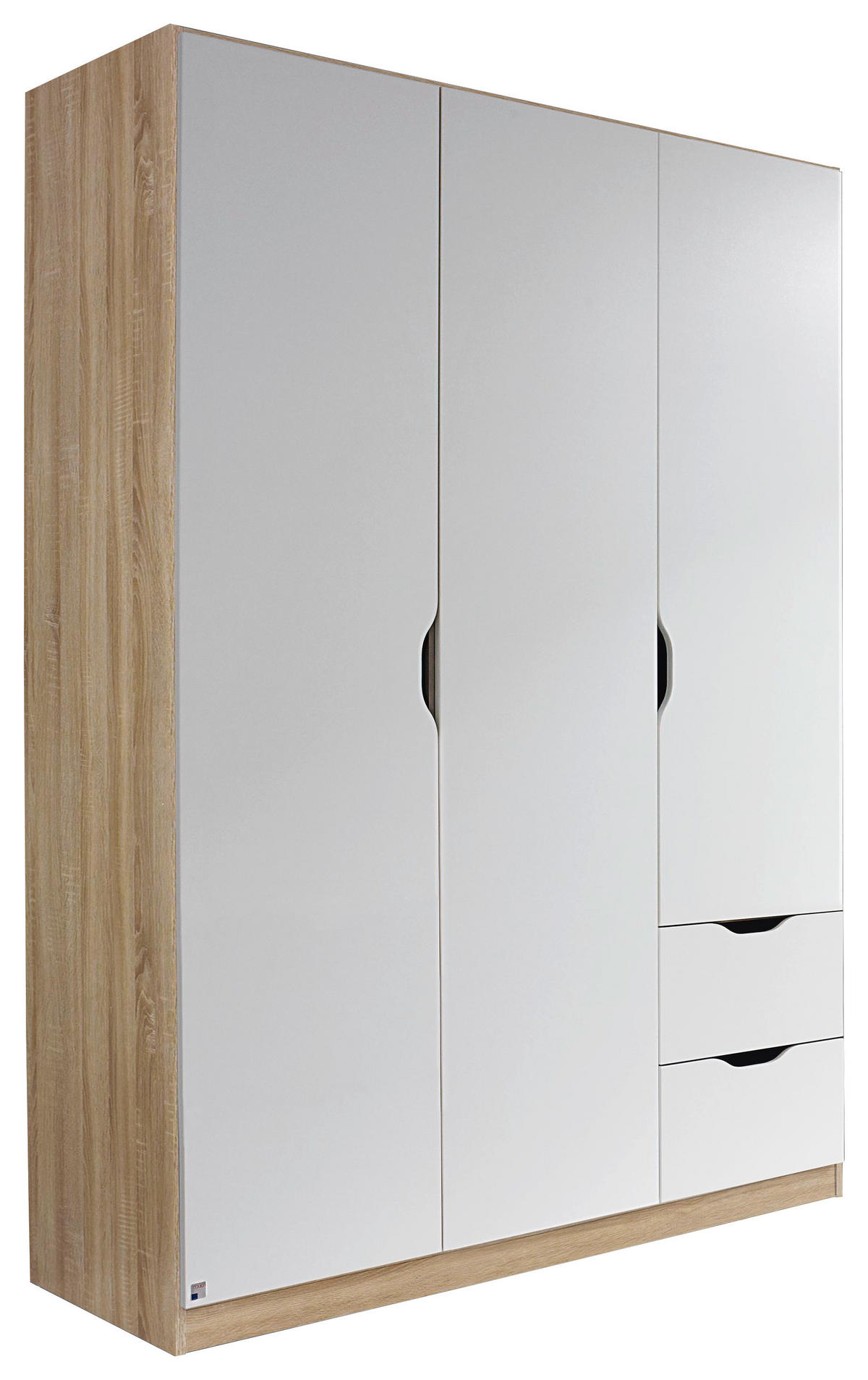 DREHTÜRENSCHRANK 136/197/54 cm 3-türig Weiß, Sonoma Eiche  - Weiß/Sonoma Eiche, MODERN, Holzwerkstoff (136/197/54cm) - Rauch Möbel