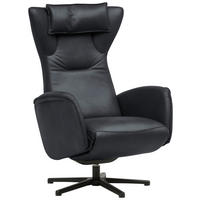 RELAXSESSEL Leder Anthrazit  - Anthrazit/Schwarz, Design, Leder/Metall (75/106/86cm) - Valdera