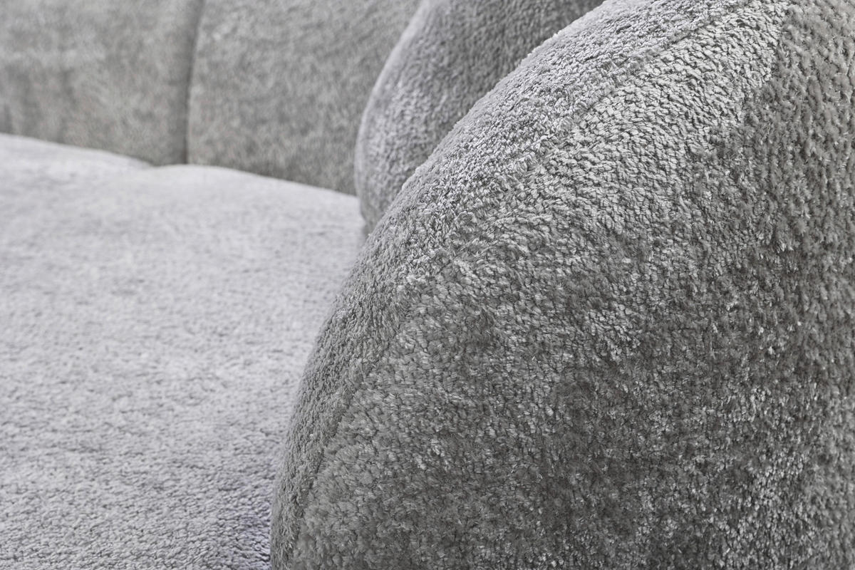 ECKSOFA in Bouclé Hellgrau  - Hellgrau/Schwarz, Design, Kunststoff/Textil (264/143cm) - MID.YOU