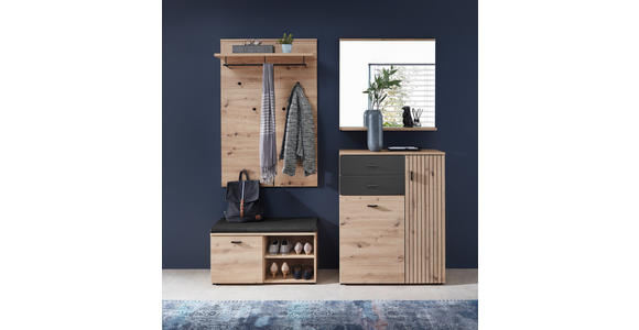 SCHUHSCHRANK in 84/106,2/37,4 cm - Schwarz/Eiche Artisan, Design, Holzwerkstoff/Kunststoff (84/106,2/37,4cm) - Voleo
