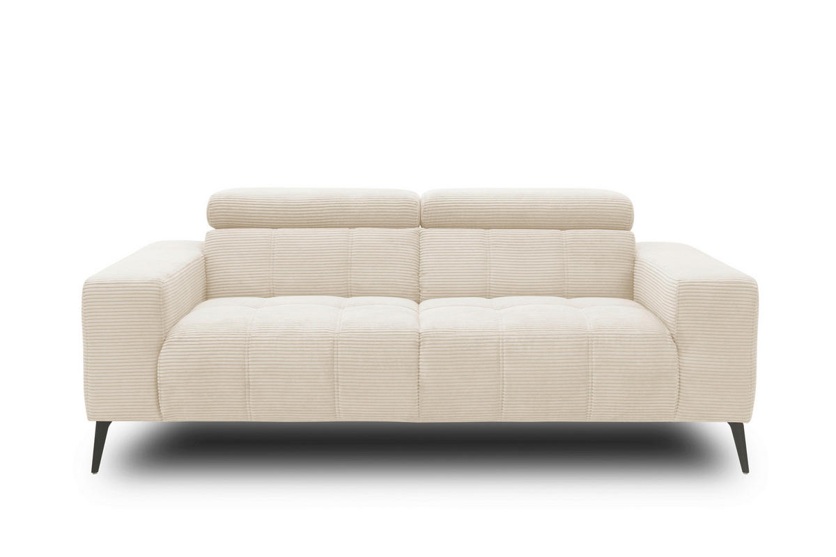 2-SITZER-SOFA TRENTO Mikrofaser Creme  - Dunkelgrau/Creme, MODERN, Textil/Metall (208/79/104cm) - MID.YOU