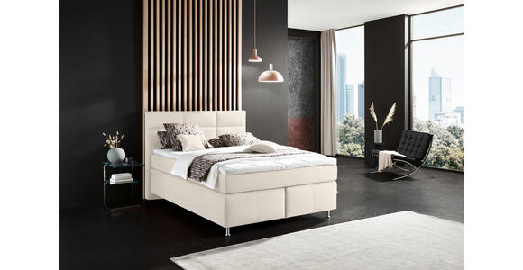 BOXSPRINGBETT 140/200 cm  in Creme  - Creme/Alufarben, KONVENTIONELL, Textil/Metall (140/200cm) - Dieter Knoll