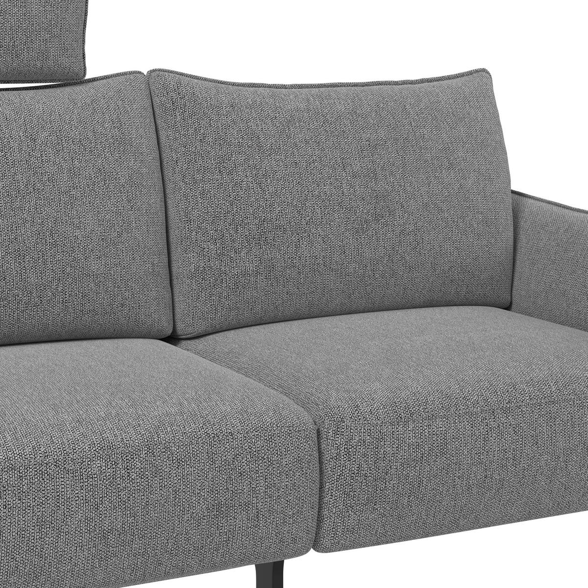 3-SITZER-SOFA  in Chenille Grau Modern  - Schwarz/Grau, KONVENTIONELL, Textil/Metall (184/90/92cm) - Elegando