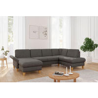 WOHNLANDSCHAFT Graphitfarben Flachgewebe  - Eichefarben/Graphitfarben, KONVENTIONELL, Holz/Textil (164/314/195cm) - Sit & More