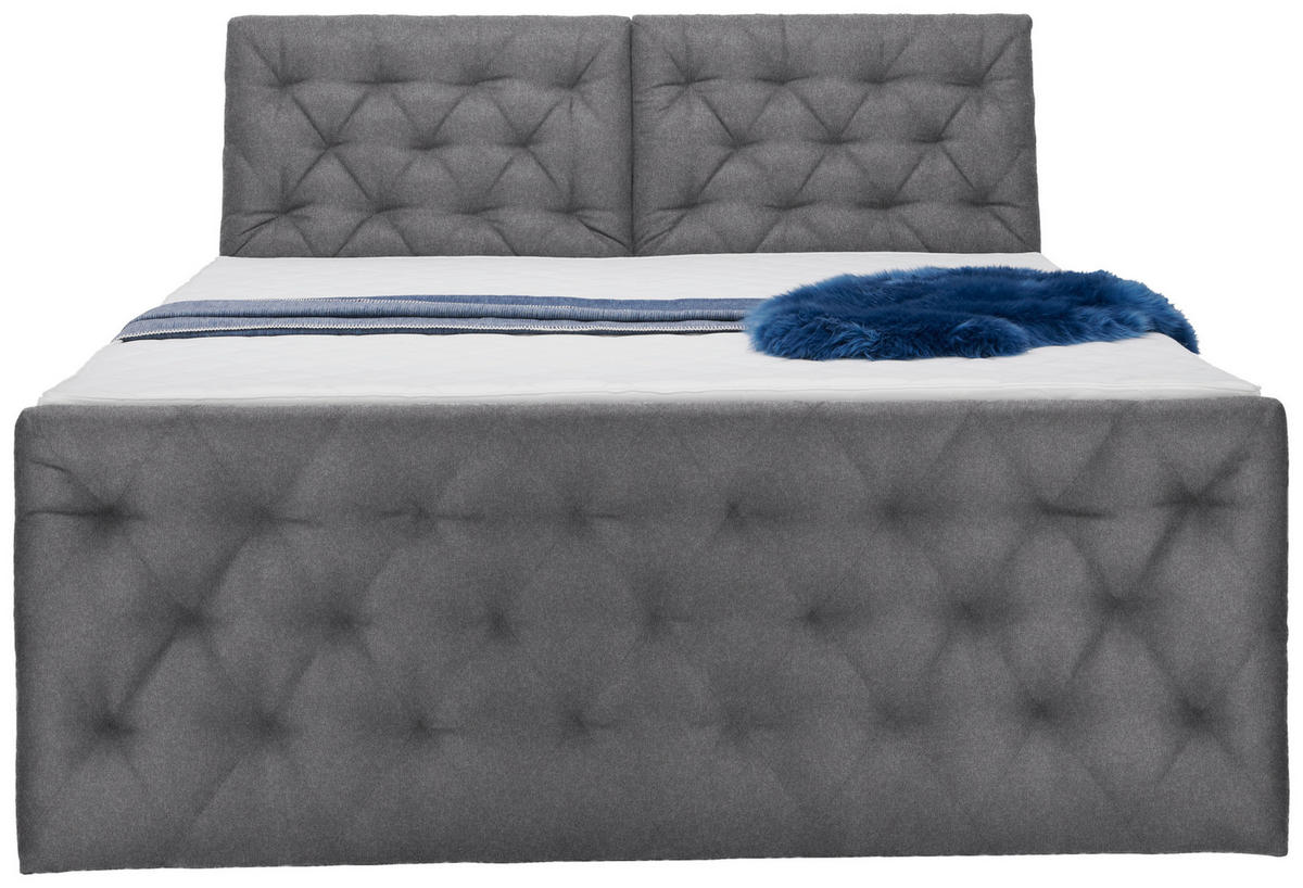 BOXSPRINGBETT 180/200 cm  in Grau  - Schwarz/Grau, KONVENTIONELL, Kunststoff/Textil (180/200cm) - Carryhome