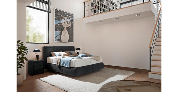 BOXSPRINGBETT 180/200 cm  in Anthrazit  - Anthrazit/Schwarz, Design, Kunststoff/Textil (180/200cm) - Johann Jakob