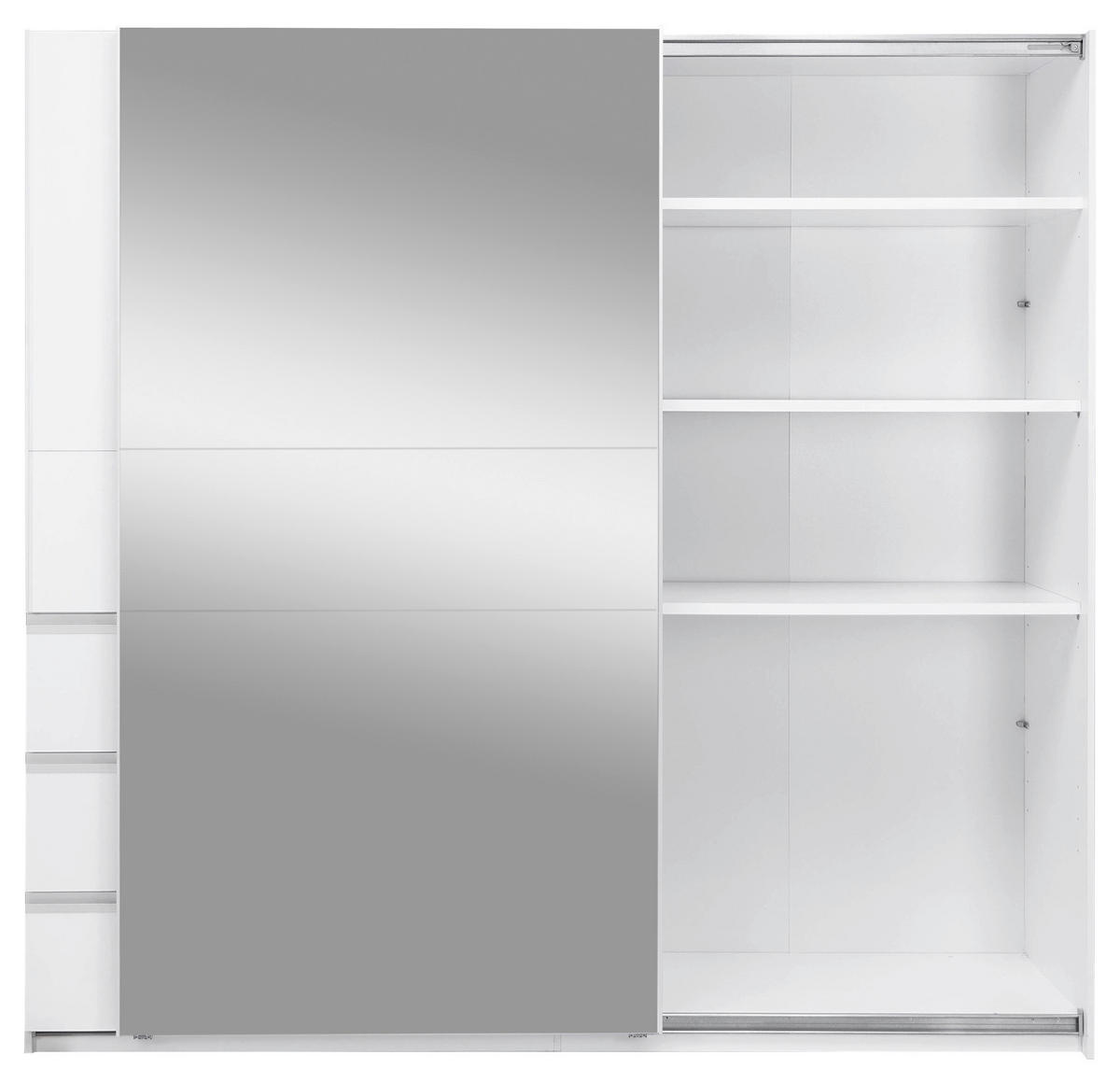 SCHIEBETÜRENSCHRANK 215/205/61,5 cm 2-türig  - Weiß, MODERN, Holzwerkstoff/Metall (215/205/61,5cm) - MID.YOU