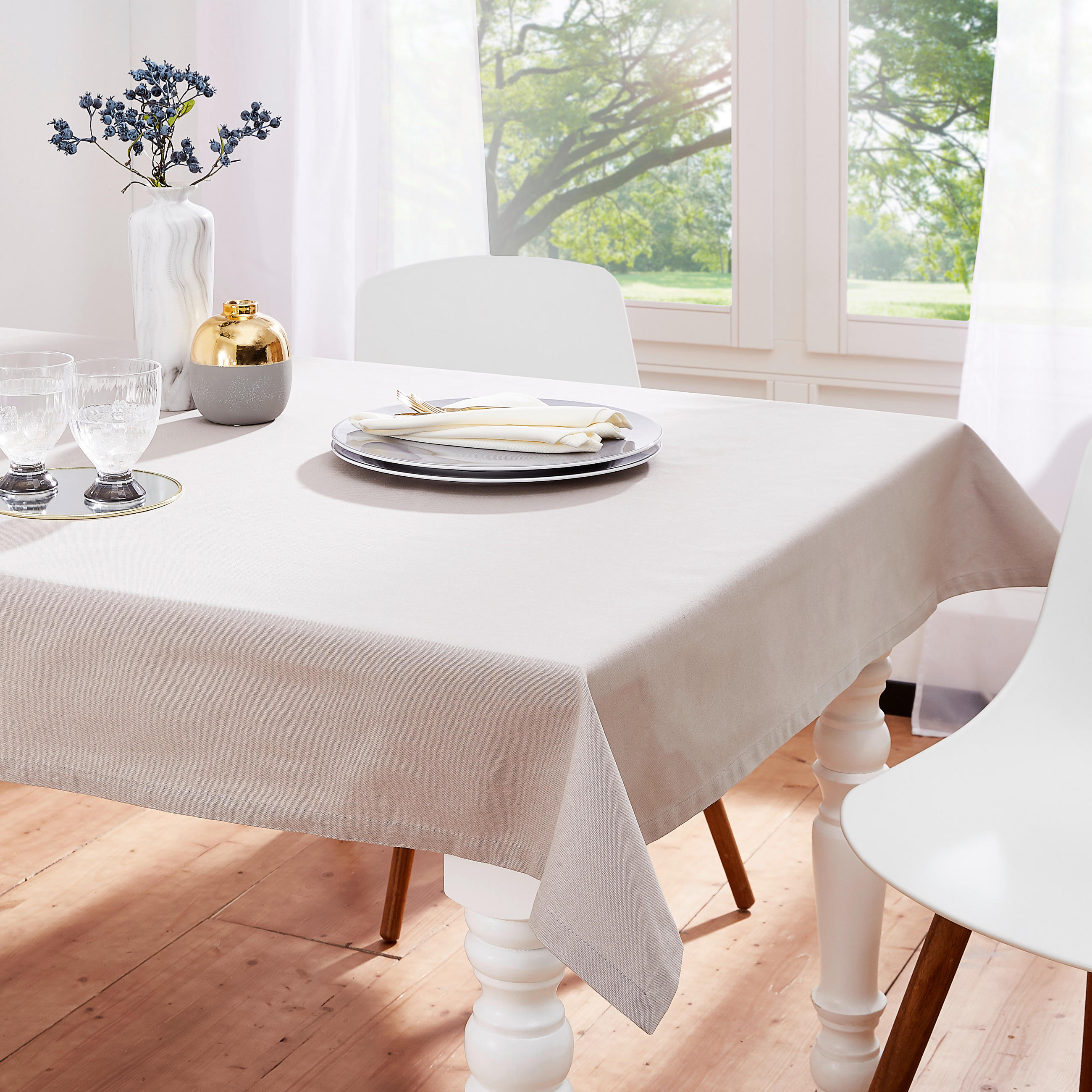TISCHDECKE Panama 130/160 cm  - Silberfarben, Basics, Textil (130/160cm) - Bio:Vio