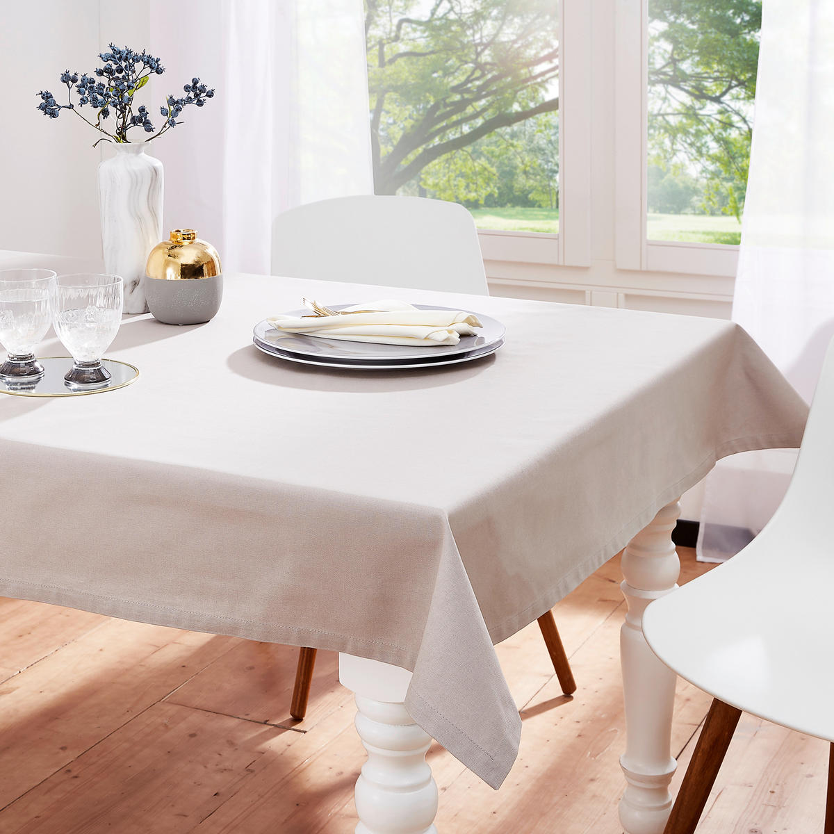 TISCHDECKE Panama 130/160 cm  - Silberfarben, Basics, Textil (130/160cm) - Bio:Vio