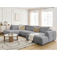 WOHNLANDSCHAFT  FUJI  Dunkelgrau Bouclé  - Dunkelgrau/Schwarz, MODERN, Kunststoff/Textil (204/377/160cm)