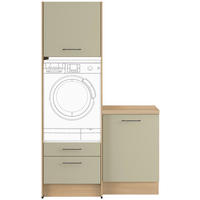 WASCHMASCHINENSCHRANK 123/206,2/58 cm  in Eichefarben, Salbeigrün  - Eichefarben/Salbeigrün, Basics, Holzwerkstoff/Metall (123/206,2/58cm) - Impuls