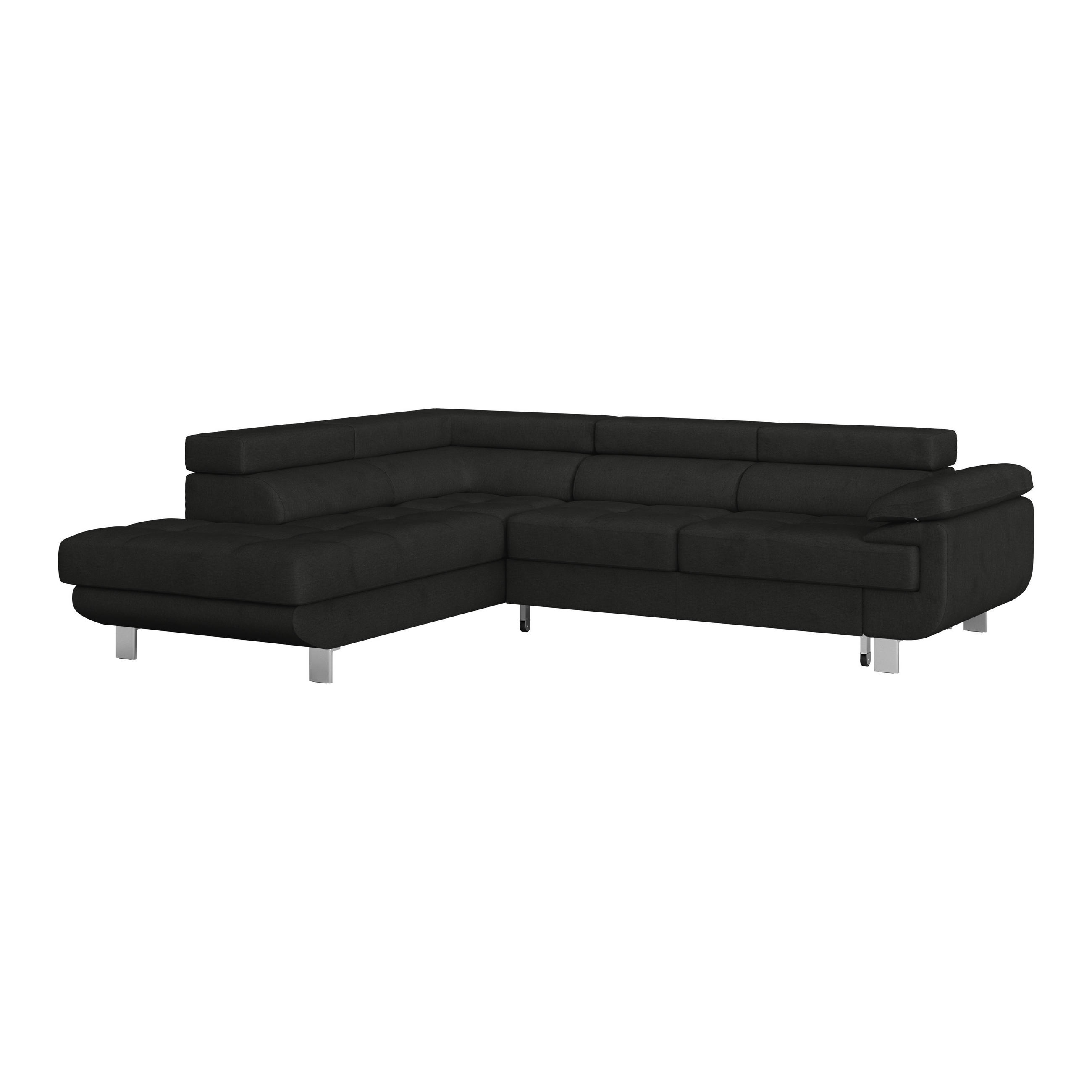HÖRNSOFFA i dräll svart  - svart, Modern, metall/textil (230/270cm) - MID.YOU