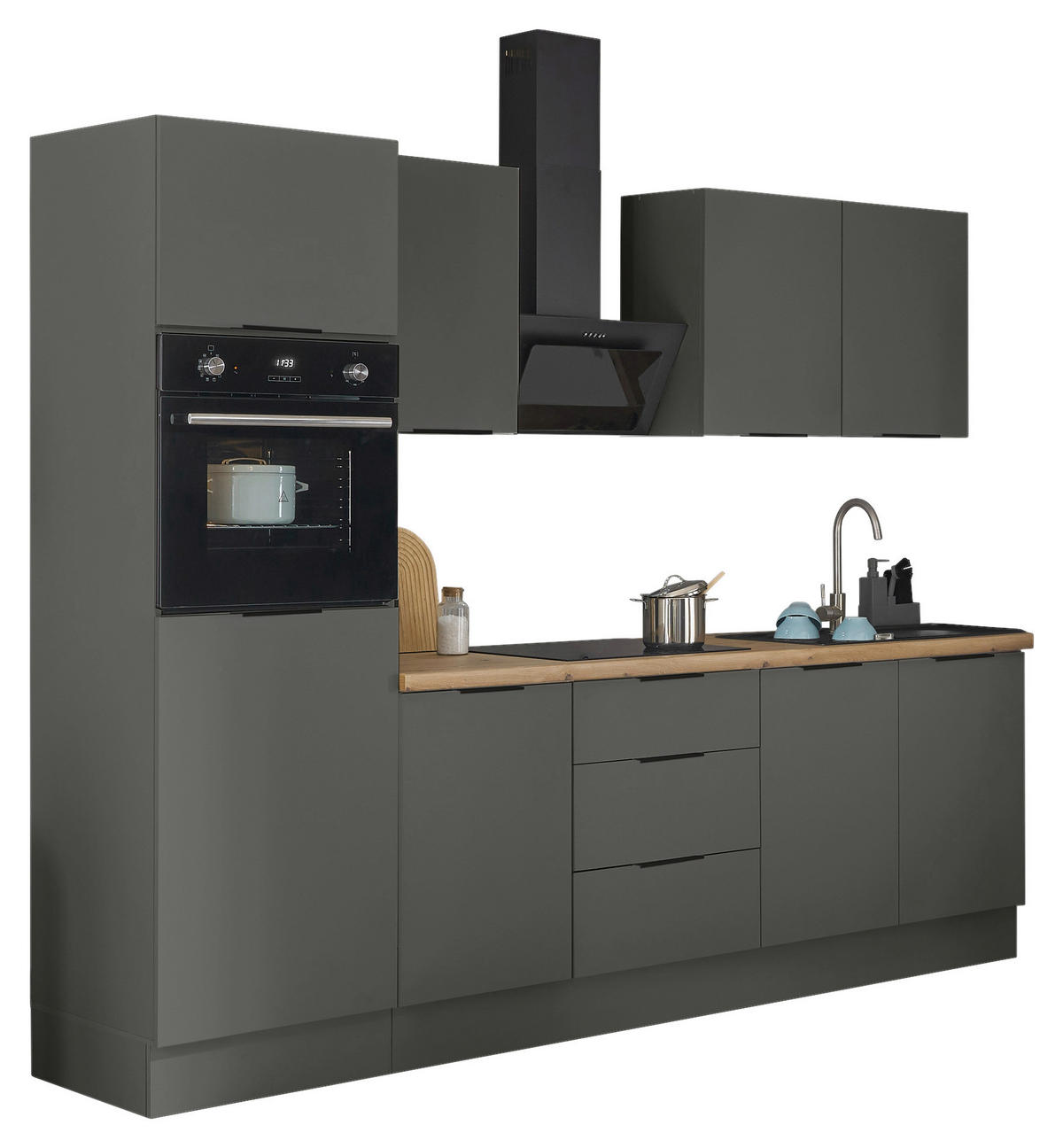 KÜCHENBLOCK   in Graphitfarben  - Schwarz/Graphitfarben, Basics, Holzwerkstoff/Metall (270/211/60cm) - Xora