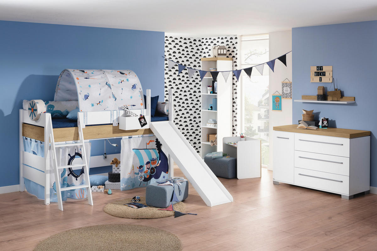 BABYREGAL Kira Eiche Nebraska/Kreideweiß Weiß, Eichefarben  - Eichefarben/Weiß, Basics, Holzwerkstoff (48,4/205,9/39,6cm) - Paidi