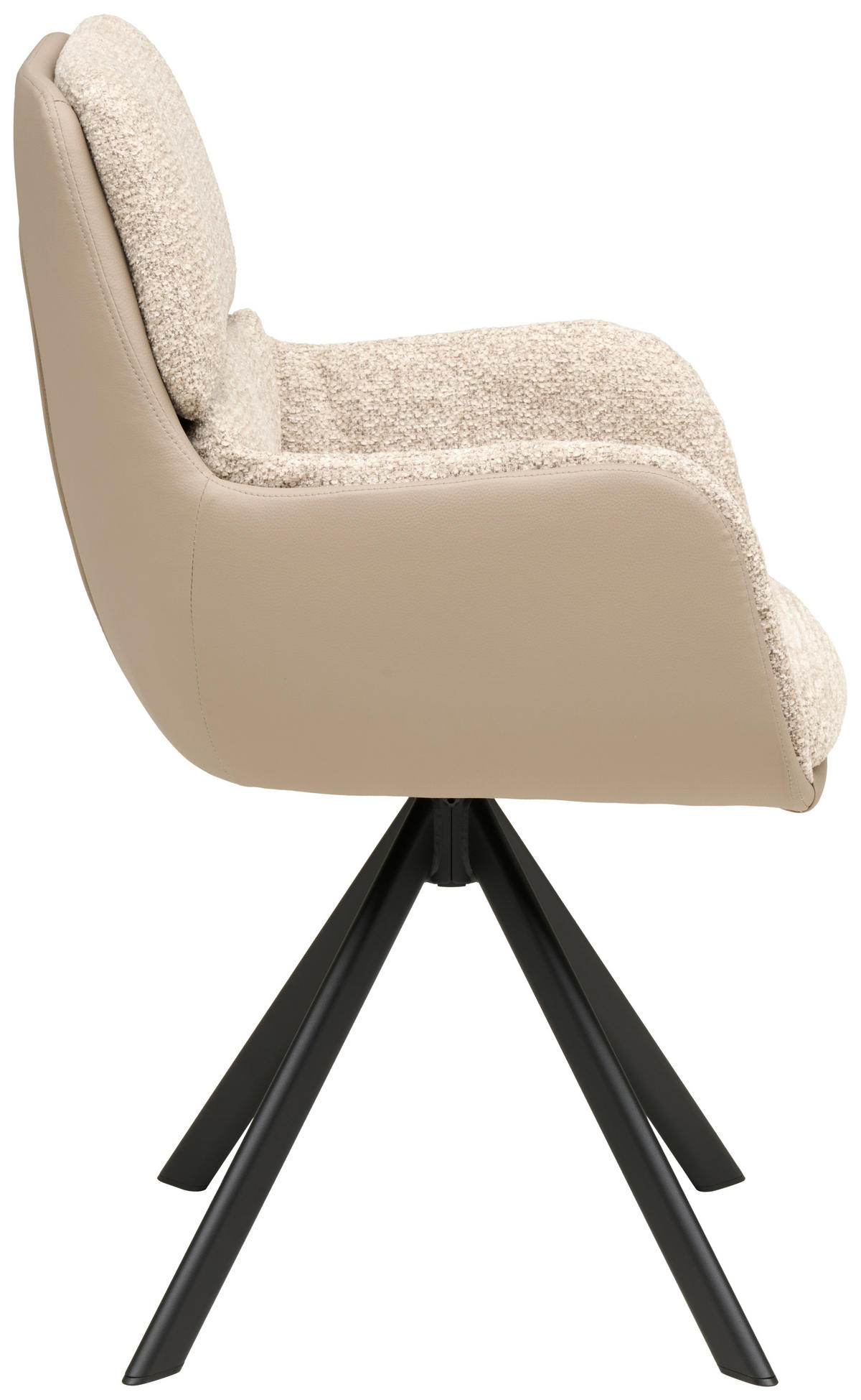 ARMLEHNSTUHL  Sitzfläche 360° drehbar Webstoff  - Schwarz/Grau, MODERN, Textil/Metall (61/91/65cm) - MID.YOU