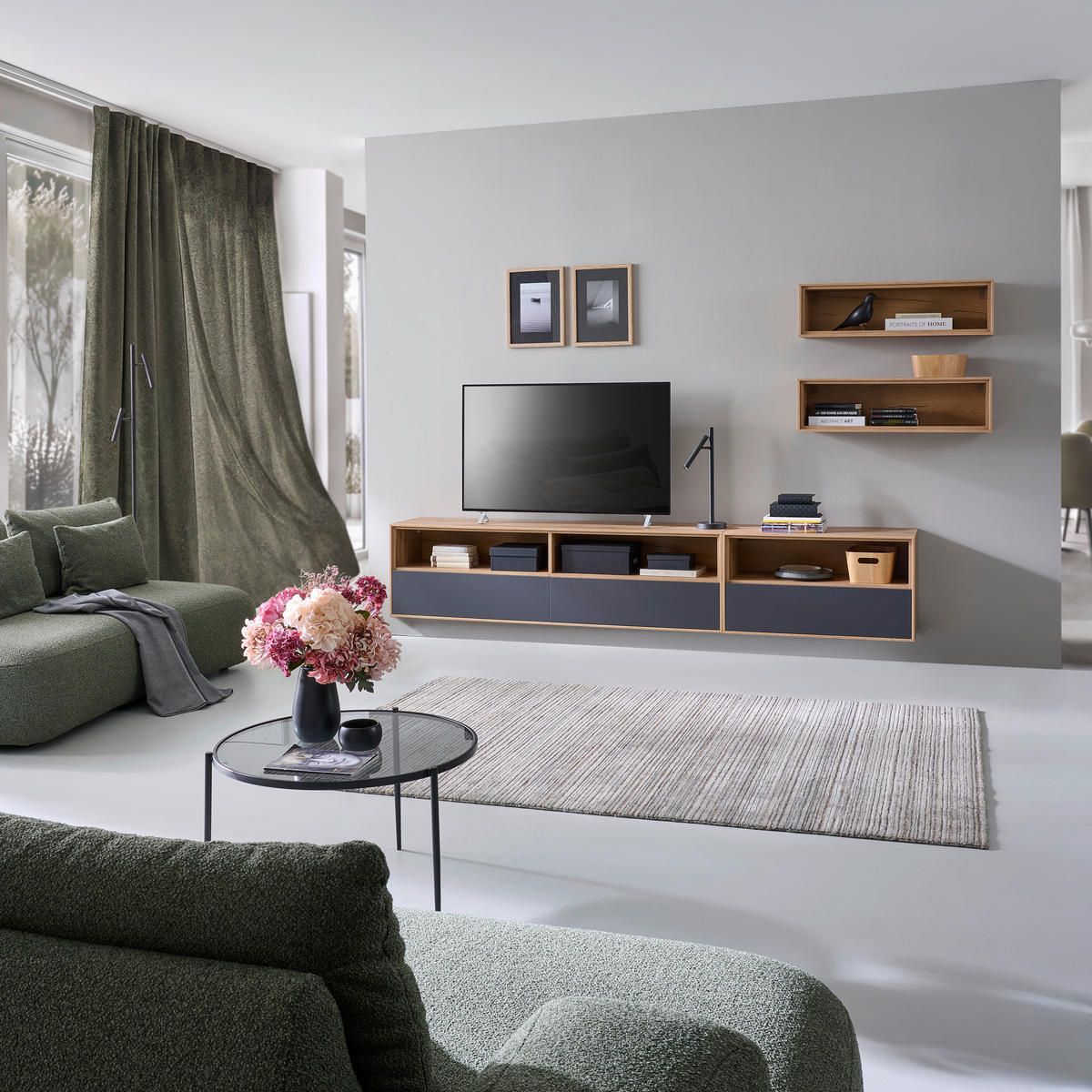 TV-ELEMENT Eichefarben  90,9/52/40 cm  - Eichefarben, Design, Holzwerkstoff (90,9/52/40cm) - home24