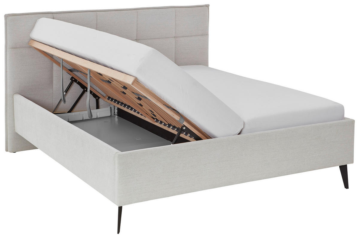 POLSTERBETT Lattenrost, Bettkasten 180/200 cm  in Beige  - Birkefarben/Beige, Design, Holz/Textil (180/200cm) - Xora