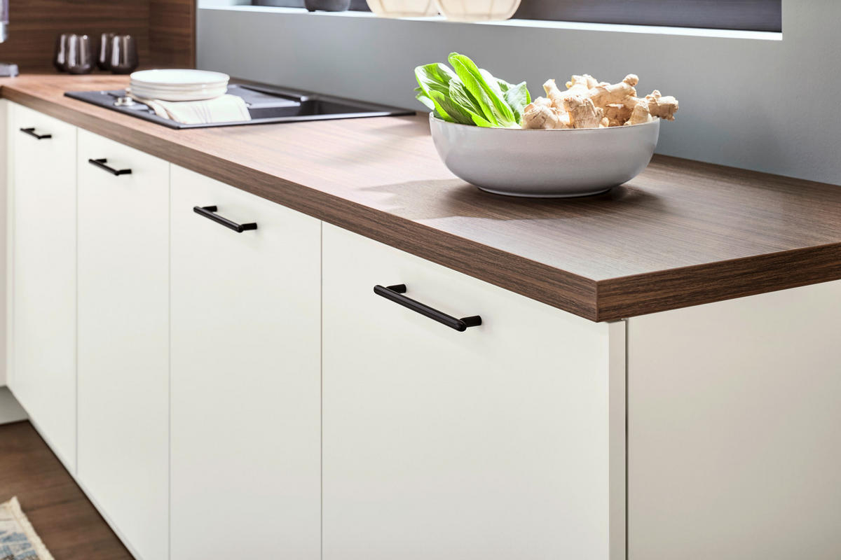 EINBAUKÜCHE Manhattan Uni  - Walnussfarben/Weiß, Design, Holzwerkstoff - Nolte Küchen