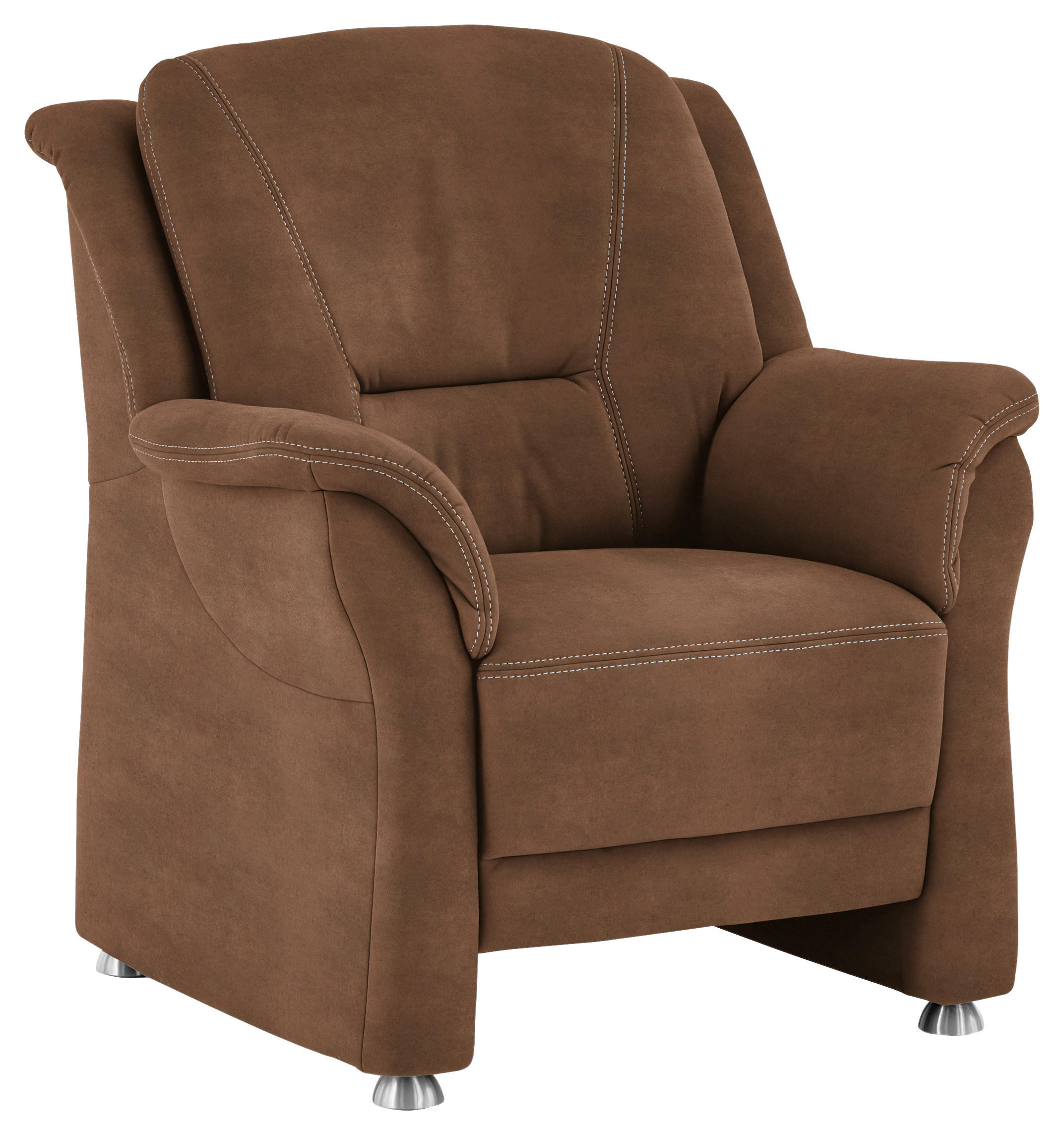 SESSEL in Mikrofaser Hellbraun  - Hellbraun/Beige, Konventionell, Textil/Metall (90/100/92cm) - Beldomo Comfort