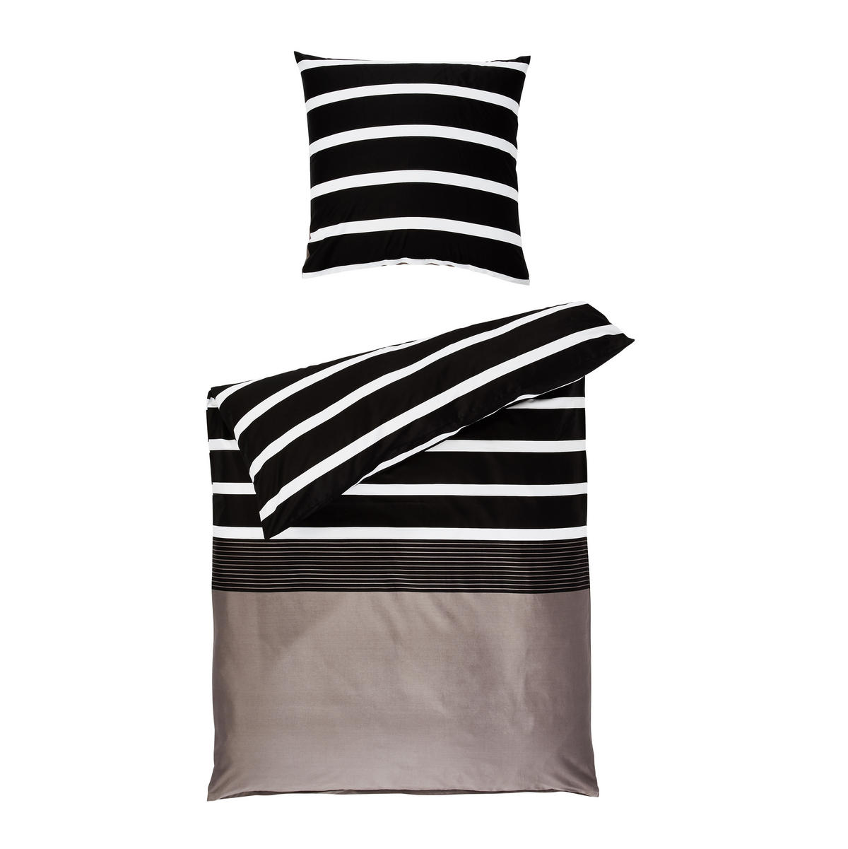 BETTWÄSCHE Davos Biber  - Schwarz/Braun, Design, Textil (200cm) - Janine