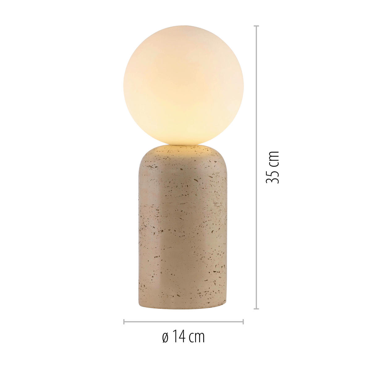 LED-TISCHLEUCHTE SW TRAVENTA 14/14/35 cm   - Creme, Design, Glas/Kunststoff (14/14/35cm) - Schöner Wohnen