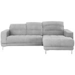 ECKSOFA  in Webstoff Hellgrau  260/187 cm  - Chromfarben/Hellgrau, Design, Textil/Metall (260/187cm) - Xora