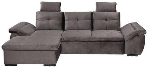 ECKSOFA Graubraun Mikrovelours  - Graubraun/Schwarz, KONVENTIONELL, Kunststoff/Textil (170/275cm) - Carryhome